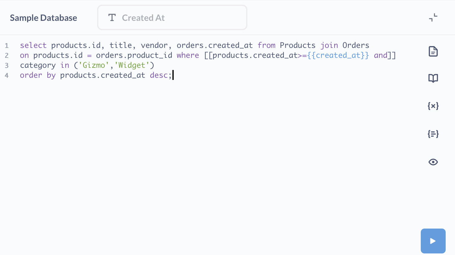 a SQL query before formatting