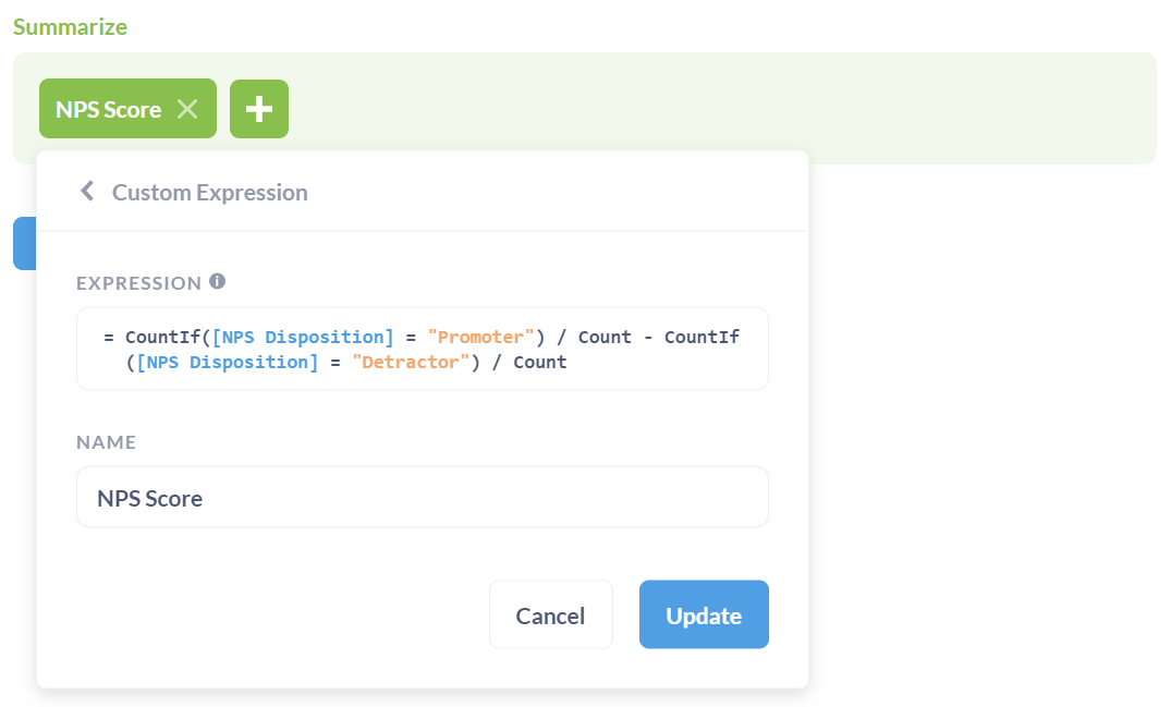 NPS custom expression in Metabase