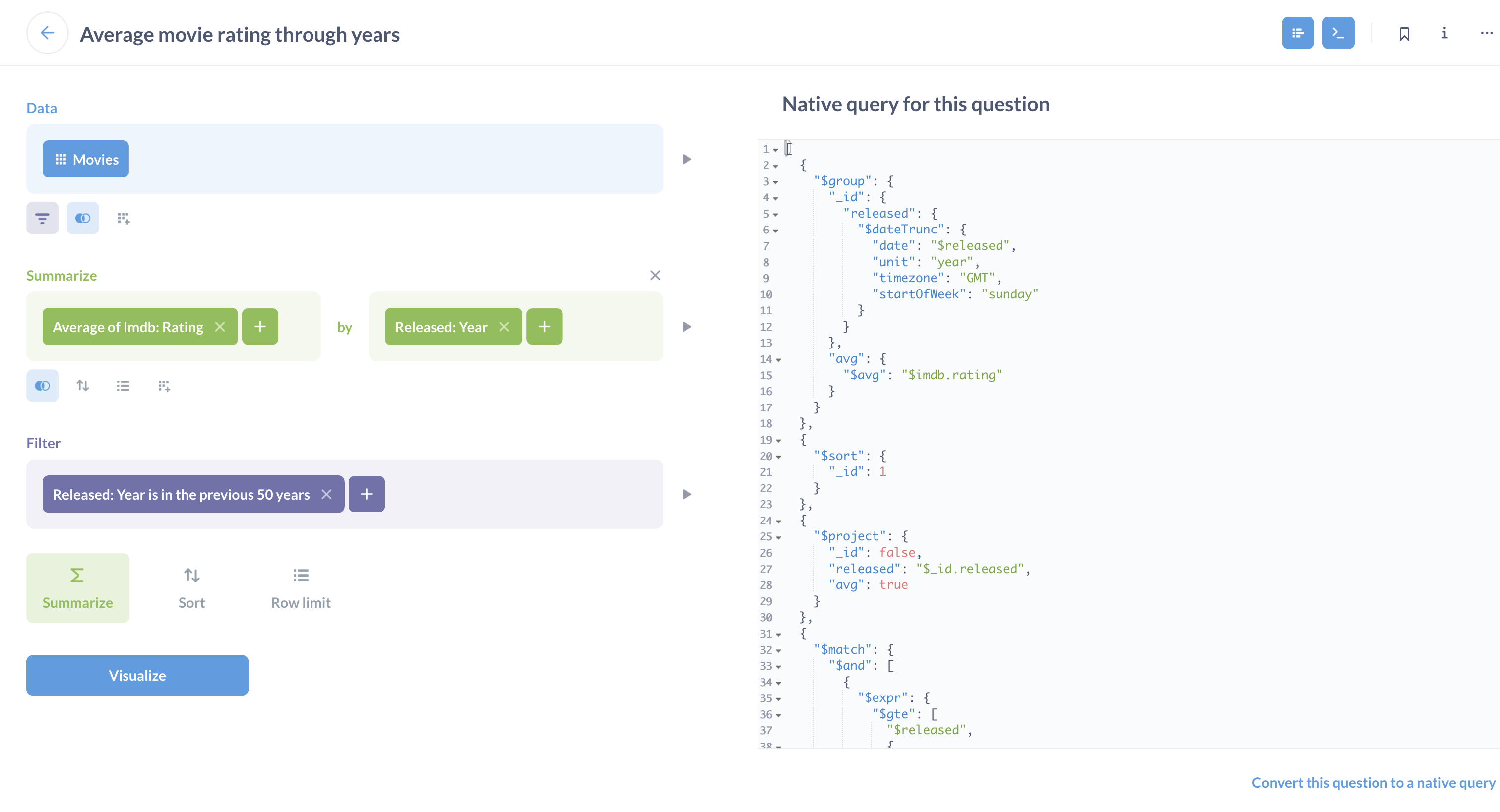 CNative query in the QB